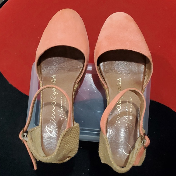 Gaimo Made In Spain Genuine Suede Espadrille Wedge In Coral Size 40 Or 9.5 - Picture 4 of 12